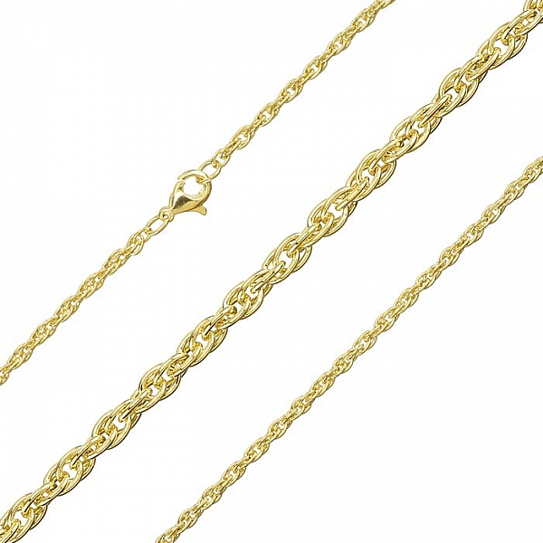 Rope Chain Necklace Gold Plated 3mm 
