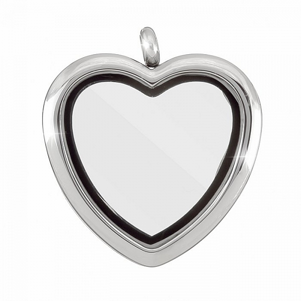 Stainless Steel Locket Heart Magnetic Pendant (Silver)