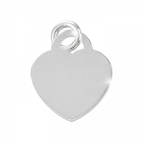 16mm Tiffany Heart Pendant Tag Sterling Silver 925 PK1