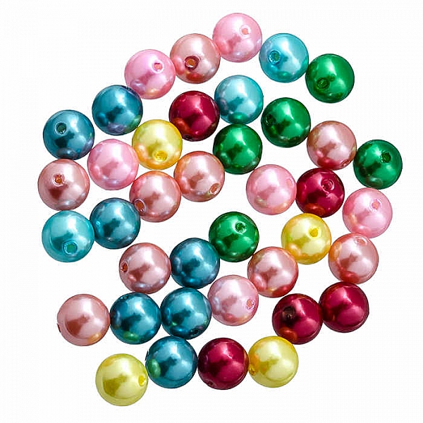14mm Round Acrylic Faux Pearl Beads Mix 